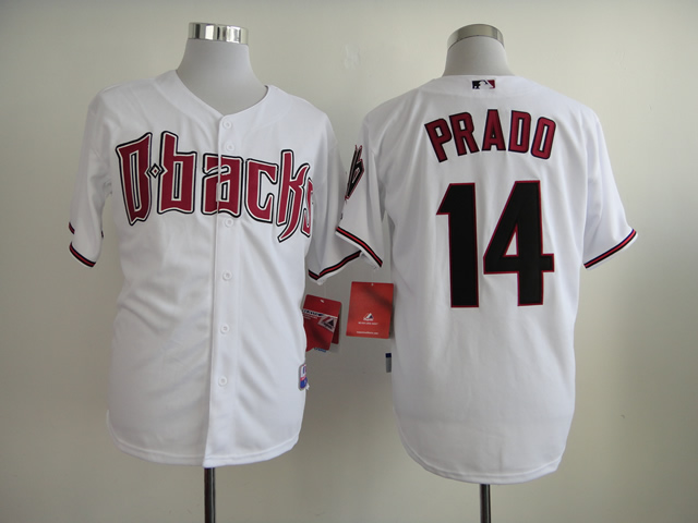 Men Arizona Diamondback 14 Prado White MLB Jerseys